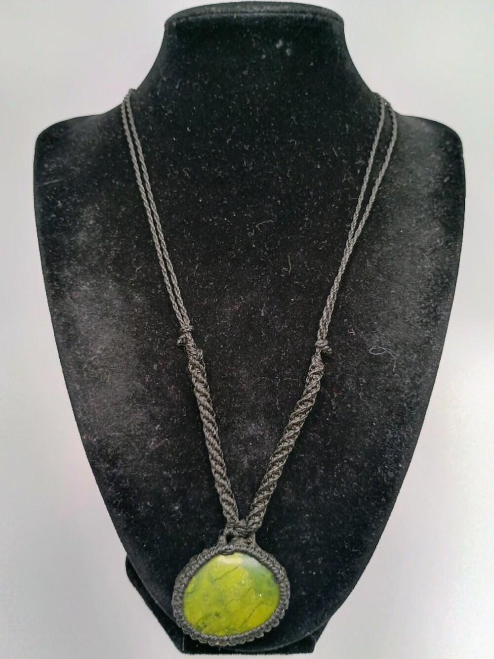 Handmade Macrame Necklace with Natural Serpentine Stone